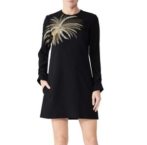 Victoria Beckham Black and Gold Embroidered Top
